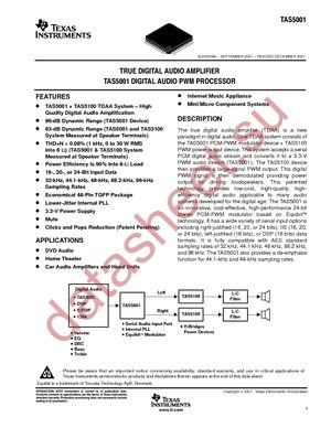 TAS5001IPFB datasheet  